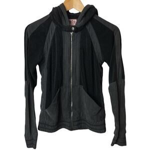 Juicy Couture Black Hooded Velour Zip-Up Sweatshirt Women's Size S